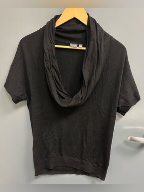 Esprit Black Short-Sleeve Cowl Neck Sweater Top